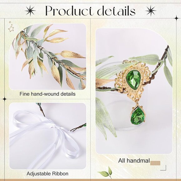 Elf Cosplay Set Fairy Ears Flower Crown Headpiece Wings Adjustable - Picture 4 of 7